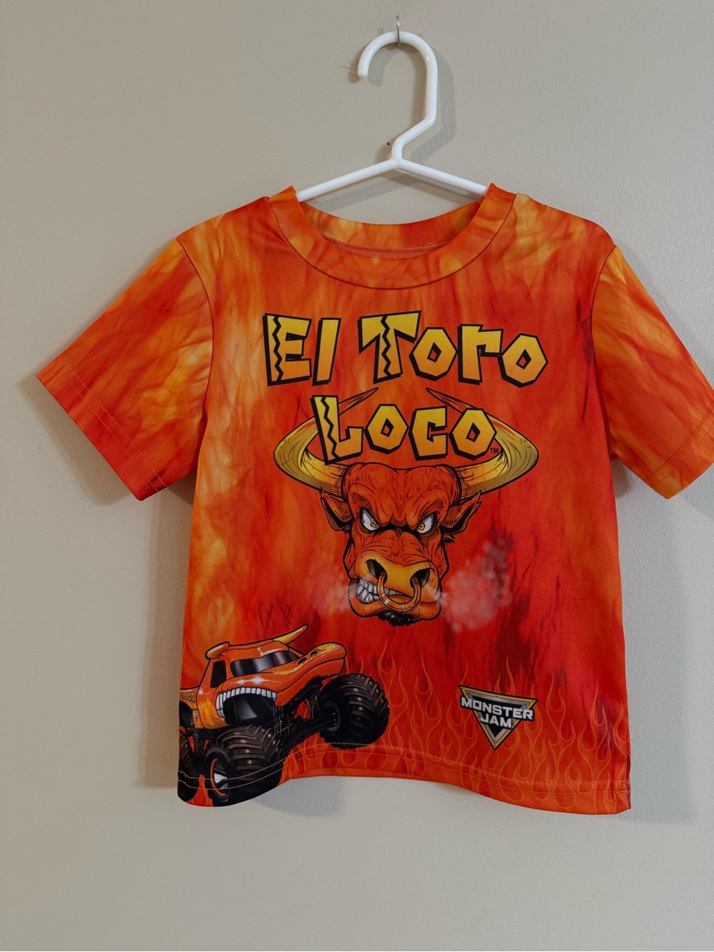 El Toro Loco Monster Jam Orange Tie-Dye Tee 3T